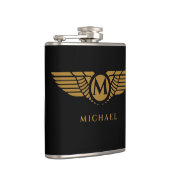 エンジェルウィングスヴィンテージゴールデンネームイニシャルモノグラム フラスク (右)