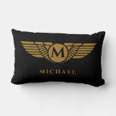 エンジェルウィングスヴィンテージゴールデンネームイニシャルモノグラム ランバークッション (裏面)