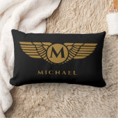 エンジェルウィングスヴィンテージゴールデンネームイニシャルモノグラム ランバークッション (ブランケット)