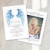 エンジェルウィングス写真悔やみや弔慰葬儀記念 サンキューカード