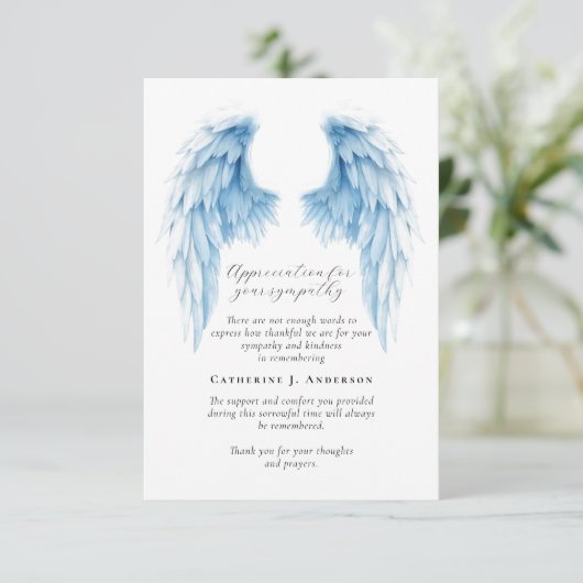 エンジェルウィングス写真悔やみや弔慰葬儀記念 サンキューカード (スタンド正面)