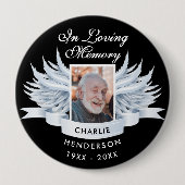 エンジェルウィングス写真愛する思い出の葬儀/メモリアル 缶バッジ (正面)