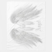 エンジェルウィングス名前をカスタムするグレーホワイト フリースブランケット (正面)