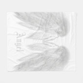 エンジェルウィングス名前をカスタムするホワイト フリースブランケット (正面(横))