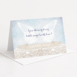 エンジェルウィングス赤ちゃんシャワーまたはバプテスマありがとうご注意 サンキューカード