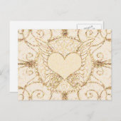 エンジェルウィングズとハート ポストカード (正面/裏面)