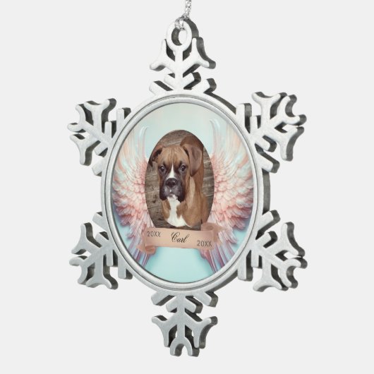 エンジェルウィングズペットメモリアルスノーフレークオーナメント スノーフレークピューターオーナメント (右)