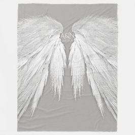 エンジェルウィングズモノグラムエレガントグレイ フリースブランケット