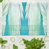 エンジェルウィングズモノグラム名フレッシュグラデーション キッチンタオル (折り畳み)