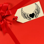 エンジェルウィングハートウッドゴムスタンプ ラバースタンプ