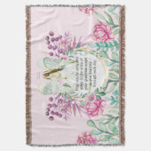 エンジェルウィングピンクの牡丹フローラリース詩 スローブランケット (正面縦)