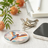 エンジェルウィング天国神の金ゴールド美しいフライ キーホルダー (側面)