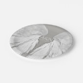 エンジェルウィング結婚ズのカップルイニシャルグレエレガントー ペーパープレート (アングル)