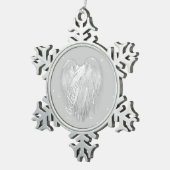 エンジェルウイング信じ魔法ハート スノーフレークピューターオーナメント (右)