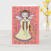 エンジェルウクライナフォークアート カード (黄色い花)