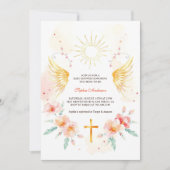 エンジェルエレガントウイングクリスチャンクロスベビーシャワー 招待状 (正面)