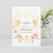 エンジェルエレガントウイングクリスチャンクロスベビーシャワー 招待状 (スタンド正面)