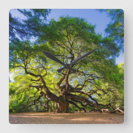 エンジェルエレガントオークツリー スクエア壁時計