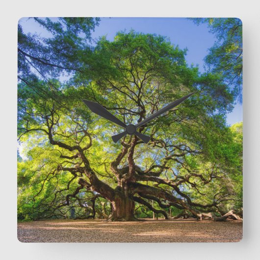 エンジェルエレガントオークツリー スクエア壁時計 (正面)