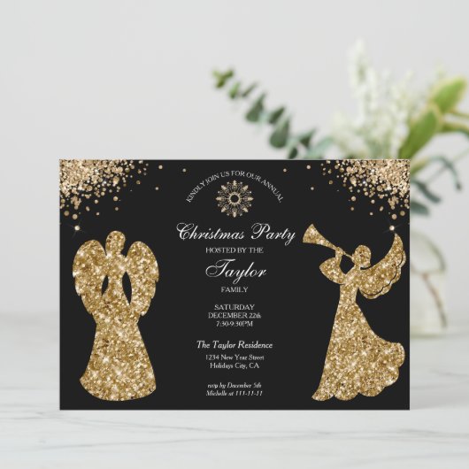 エンジェルエレガントクリスマスファミリーディナーパーティー 招待状 (スタンド正面)