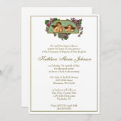 エンジェルエレガントズバプテスマ《キリスト教》洗礼式や命名式フローラ 招待状 (正面/裏面)