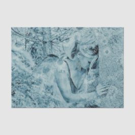 エンジェルエレガントティール（緑がかった色）ブルーヘブンリーフローラアンティーク 薄葉紙