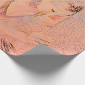 エンジェルエレガントバラ金ゴールドピーチフローラアンティーク ラッピングペーパー (角)