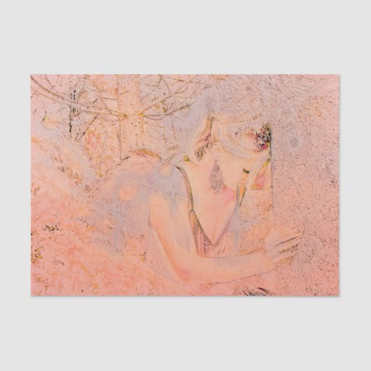 エンジェルエレガントバラ金ゴールドピーチフローラアンティーク 薄葉紙 (正面)