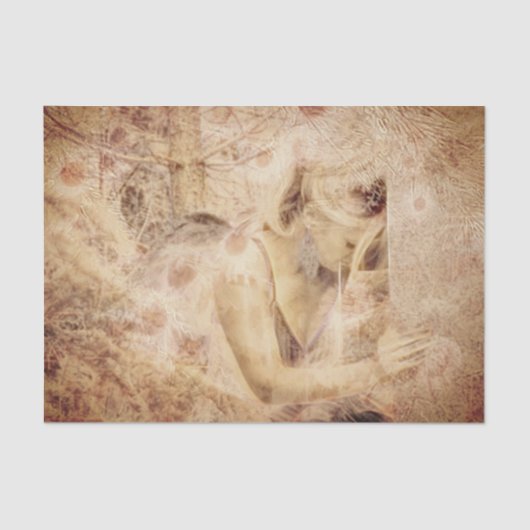 エンジェルエレガントブラウン白熱［赤熱］光を放つセピアフローラアンティーク 薄葉紙 (正面)