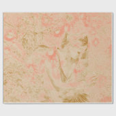 エンジェルエレガントヘブンセピアピンクフローラアンティーク ラッピングペーパー (フラット)