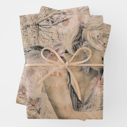 エンジェルエレガントボホアンティークセピアフローラ ラッピングペーパーシート (インサイチュ)