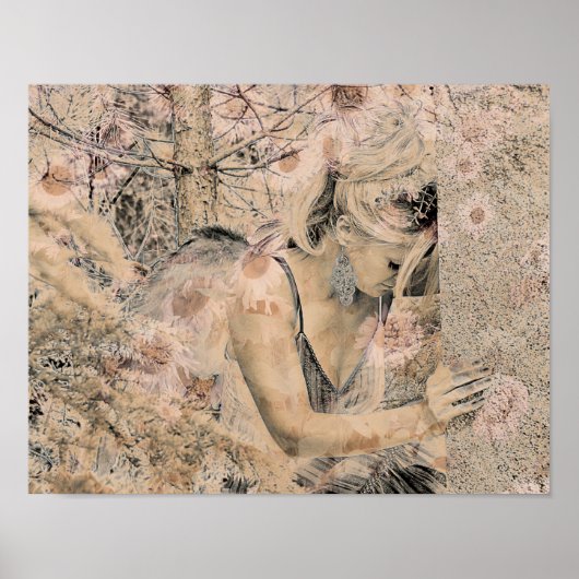 エンジェルエレガントボホセピアフローラアンティークオールド ポスター (正面)