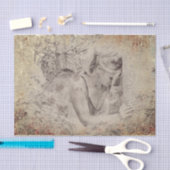 エンジェルエレガントボホフローラアンティークセピアテクスチャ 薄葉紙 (クラフト)