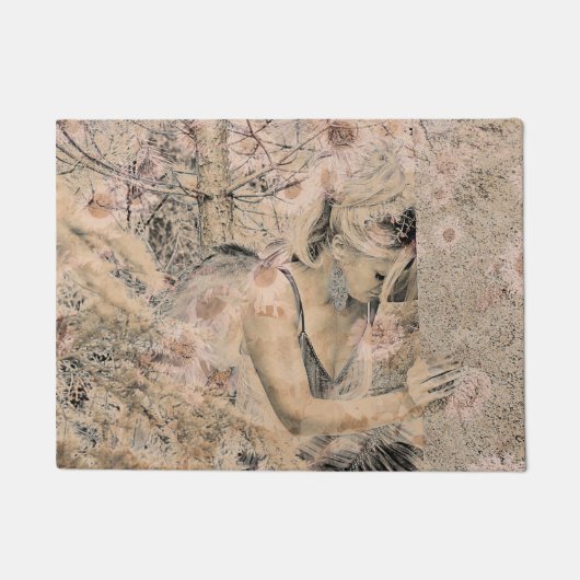 エンジェルエレガントボホフローラセピアアンティーク ドアマット (正面)