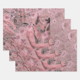 エンジェルエレガントヴィンテージパステルピンクフローラアンティーク ラッピングペーパーシート