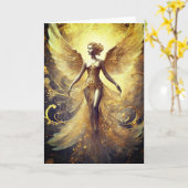 エンジェルエレガント、5" x 7"折り畳みクリスマスカード カード (黄色い花)