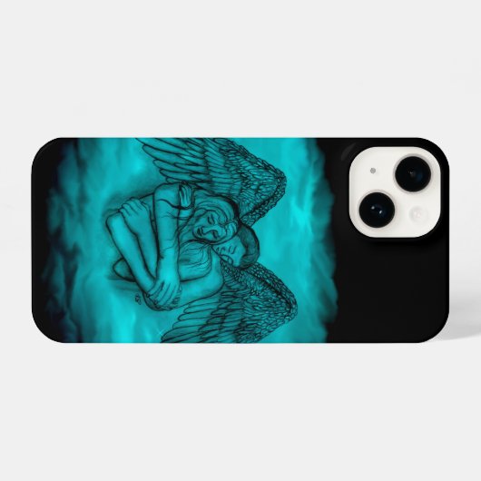 エンジェルエロスの愛の黒と緑のデザイン iPhoneケース (裏面横)