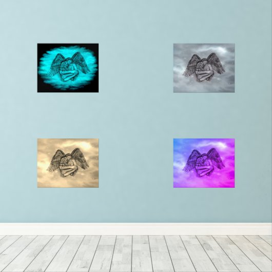 エンジェルエロスの愛、黒と緑のデザイン (ウッドフロア)