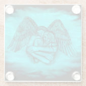 エンジェルエロスの愛、黒と緑のデザイン ガラスコースター (裏面)