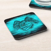 エンジェルエロスの愛、黒と緑のデザイン コースター (左側)