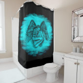 エンジェルエロスの愛、黒と緑のデザイン シャワーカーテン (インサイチュ)