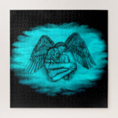 エンジェルエロスの愛、黒と緑のデザイン ジグソーパズル (縦)