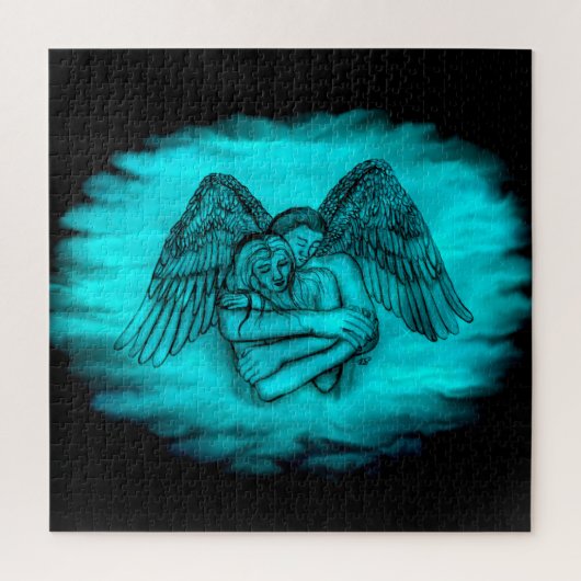 エンジェルエロスの愛、黒と緑のデザイン ジグソーパズル (縦)