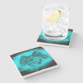 エンジェルエロスの愛、黒と緑のデザイン ストーンコースター (横)