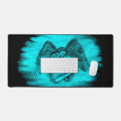 エンジェルエロスの愛、黒と緑のデザイン デスクマット (キーボード&マウス)