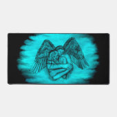 エンジェルエロスの愛、黒と緑のデザイン デスクマット (正面)