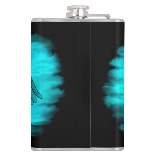 エンジェルエロスの愛、黒と緑のデザイン フラスク (裏面)