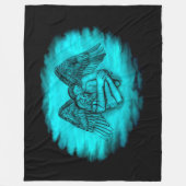 エンジェルエロスの愛、黒と緑のデザイン フリースブランケット (正面)