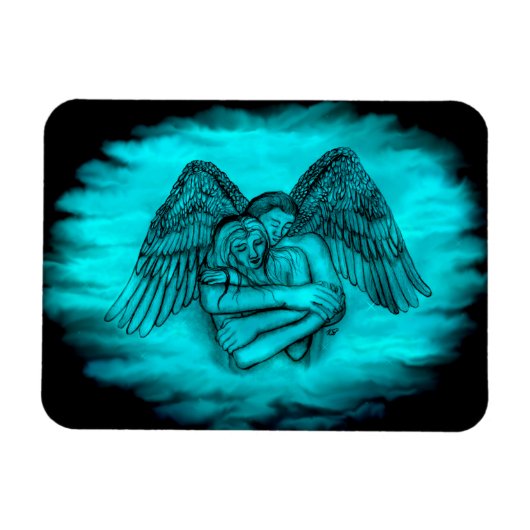 エンジェルエロスの愛、黒と緑のデザイン マグネット (横)