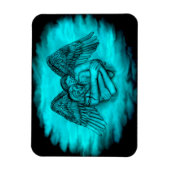 エンジェルエロスの愛、黒と緑のデザイン マグネット (縦)